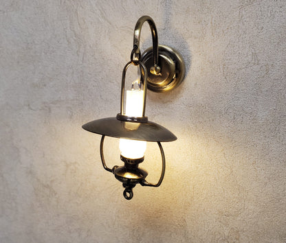 Dollhouse Miniature Battery Light "Gas" Wall Light Aged Brass 1:12 Scale Lantern