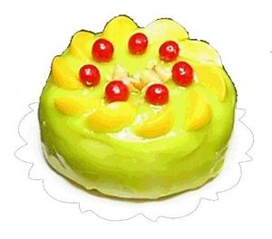 Dollhouse Green Cake with Fruit Garnish 1:12 Scale Miniature Dessert Food