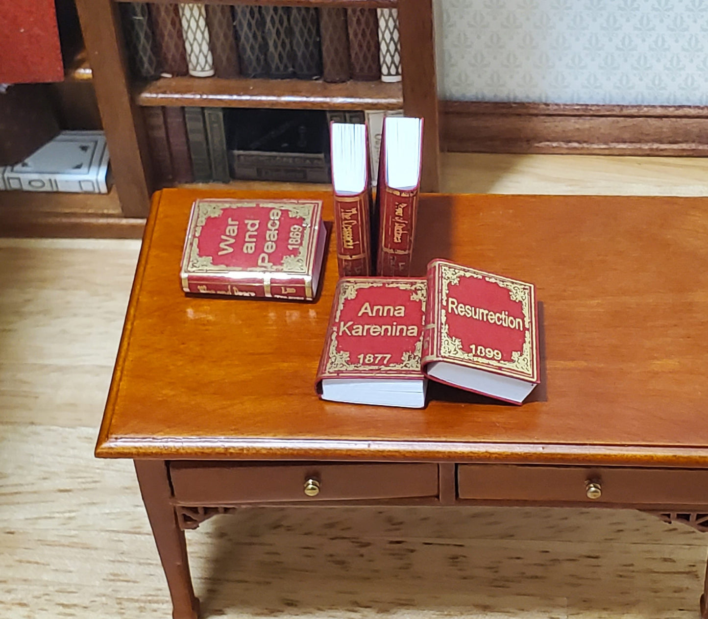 Dollhouse Books x5 Leo Tolstoy 1:12 Scale Miniatures (blank inside) Handmade