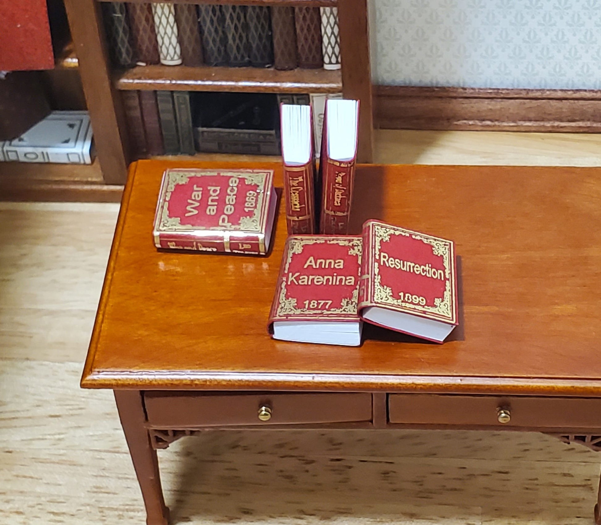 Dollhouse Books x5 Leo Tolstoy 1:12 Scale Miniatures (blank inside) Handmade