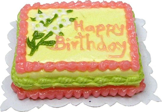 Dollhouse Happy Birthday Pastel Sheet Cake 1:12 Scale Miniature Food Bakery