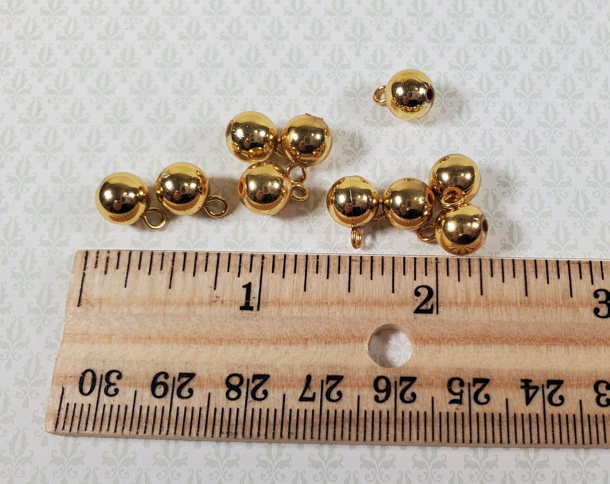 Dollhouse Christmas Ornaments Set of 12 Gold Colored Bulbs 1:12 Scale Miniatures
