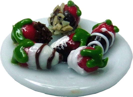 Dollhouse Chocolate Covered Strawberries 1:12 Scale Miniature Dessert Food