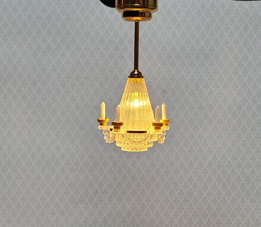 Dollhouse Chandelier Ceiling Light with Candles Battery Operated 1:12 Scale