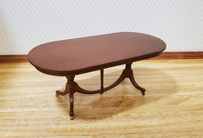 JBM Dollhouse Dining Table Queen Anne Style 1:12 Scale Furniture Walnut Finish