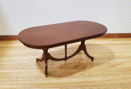 JBM Dollhouse Dining Table Queen Anne Style 1:12 Scale Furniture Walnut Finish