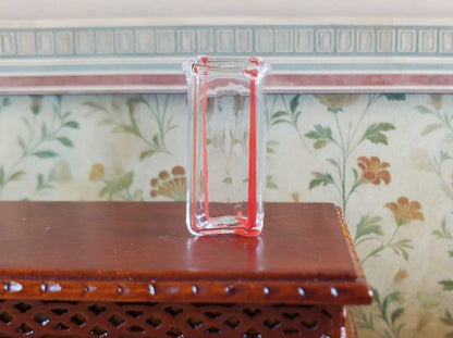 Dollhouse Red Striped Square Modern Glass Vase 1:12 Scale Miniature Flowers