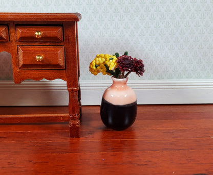 Dollhouse Large Pink & Black Ceramic Vase 1:12 Scale Miniature