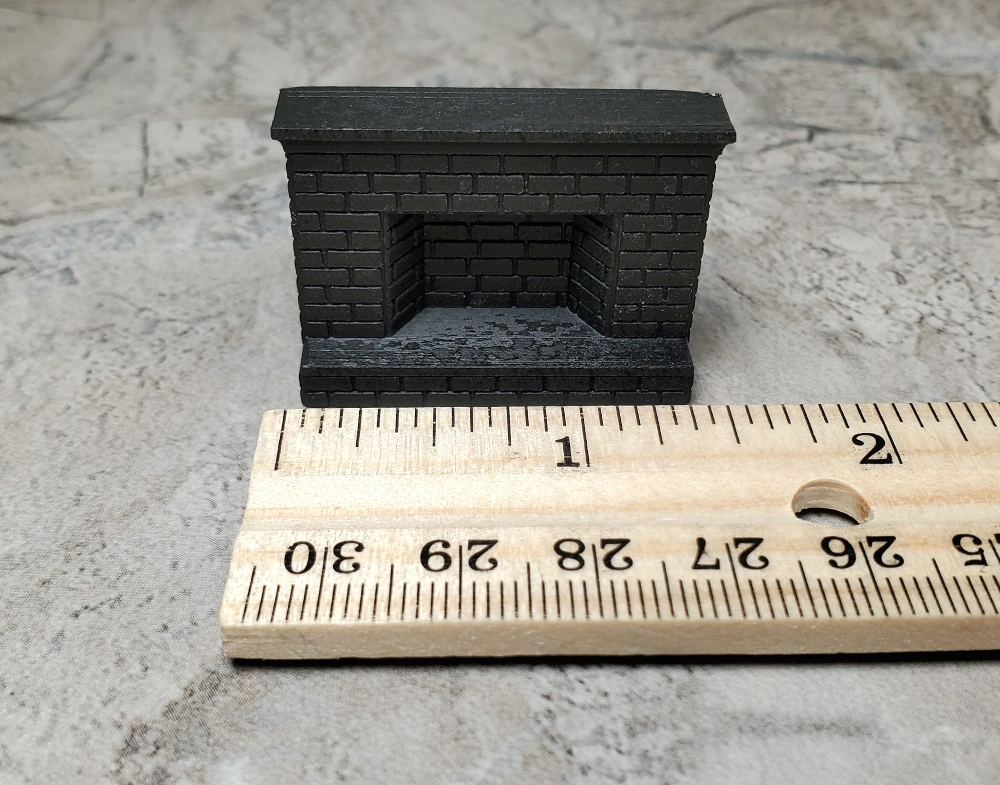 Quarter Scale Fireplace Brick 1:48 Dollhouse Miniature Black Can be Painted