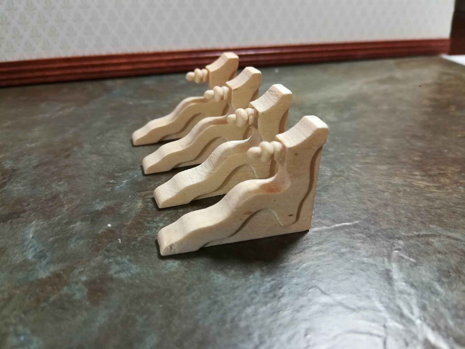 Dollhouse Miniature Wood Corbels or Brackets 1:12 Scale Set of 4