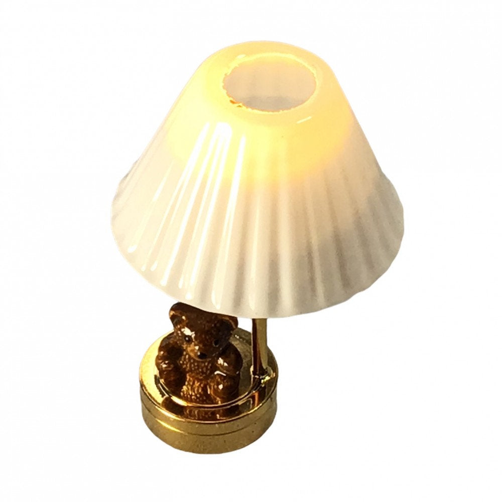 Dollhouse Miniature Battery Light Teddy Bear Table Lamp 1:12 Scale Nursery