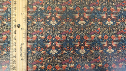 Dollhouse Victorian Wallpaper Dark Green Red Birds 3 Sheets 1:12 Scale Miniature