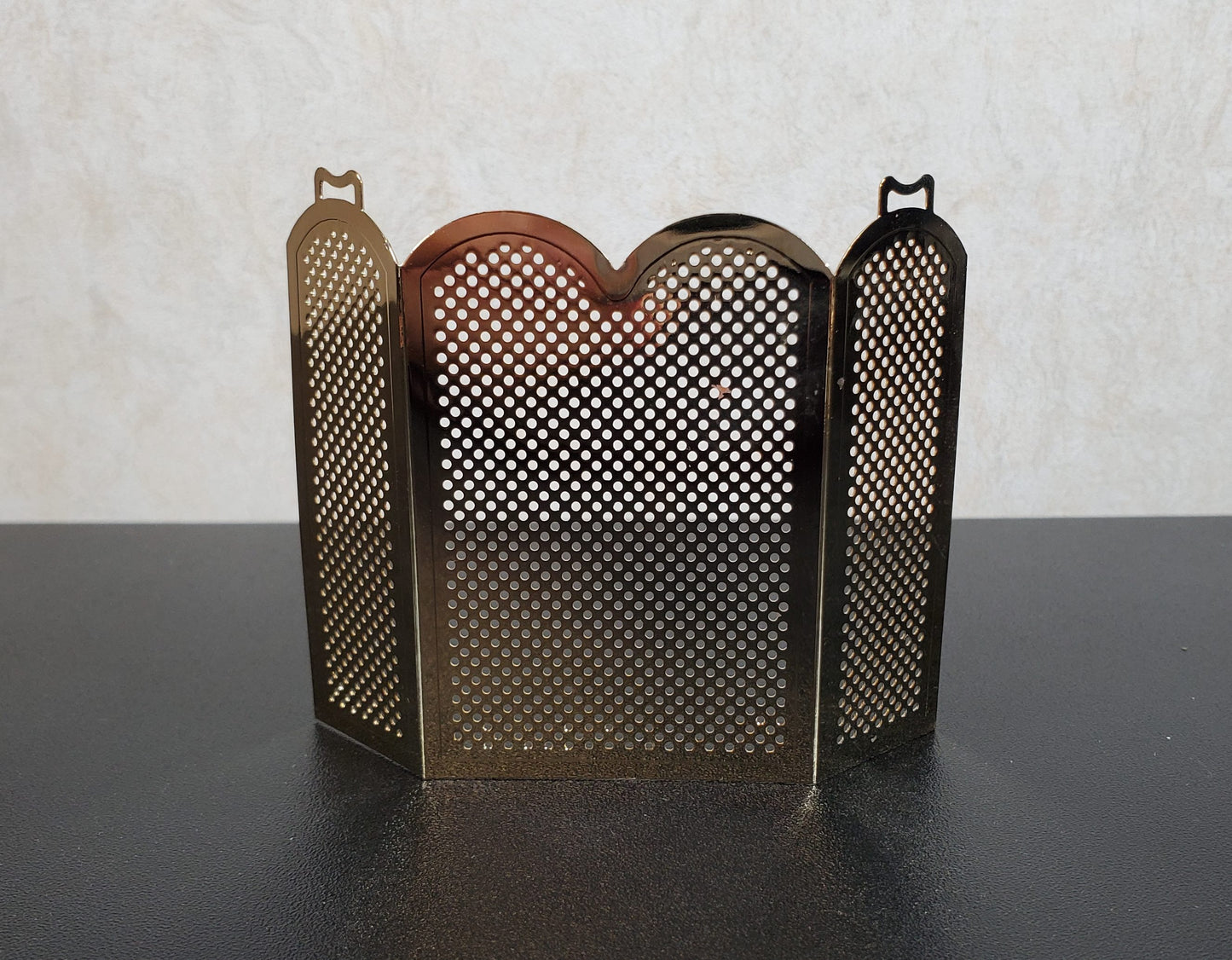 Dollhouse Brass Fireplace Screen Tall Gold Metal 1:12 Scale Miniature