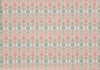 Dollhouse Wallpaper Pink & Blue Fleur Damask 3 Sheets 1:12 Scale Miniature