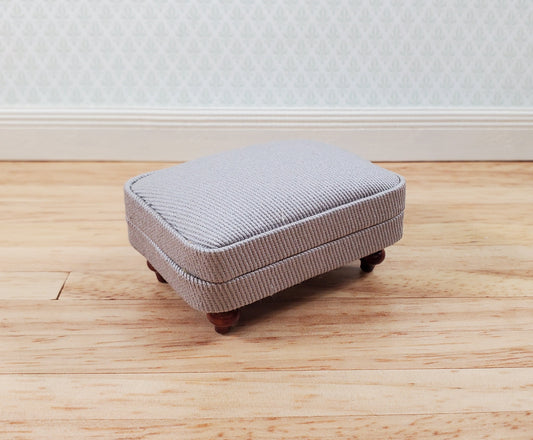 Dollhouse Miniature Footstool Ottoman Gray Fabric 1:12 Scale Miniature Furniture