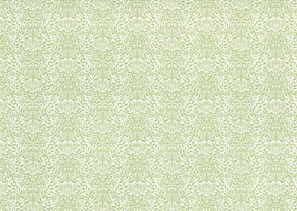 Dollhouse Wallpaper 3 Sheets Green White Leaves Branches "Acorn" 1:12 Scale