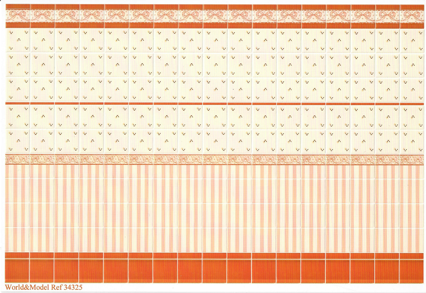 Dollhouse Wall Tiles Embossed Ruse Cream Peach 1:12 Scale Miniature World Model