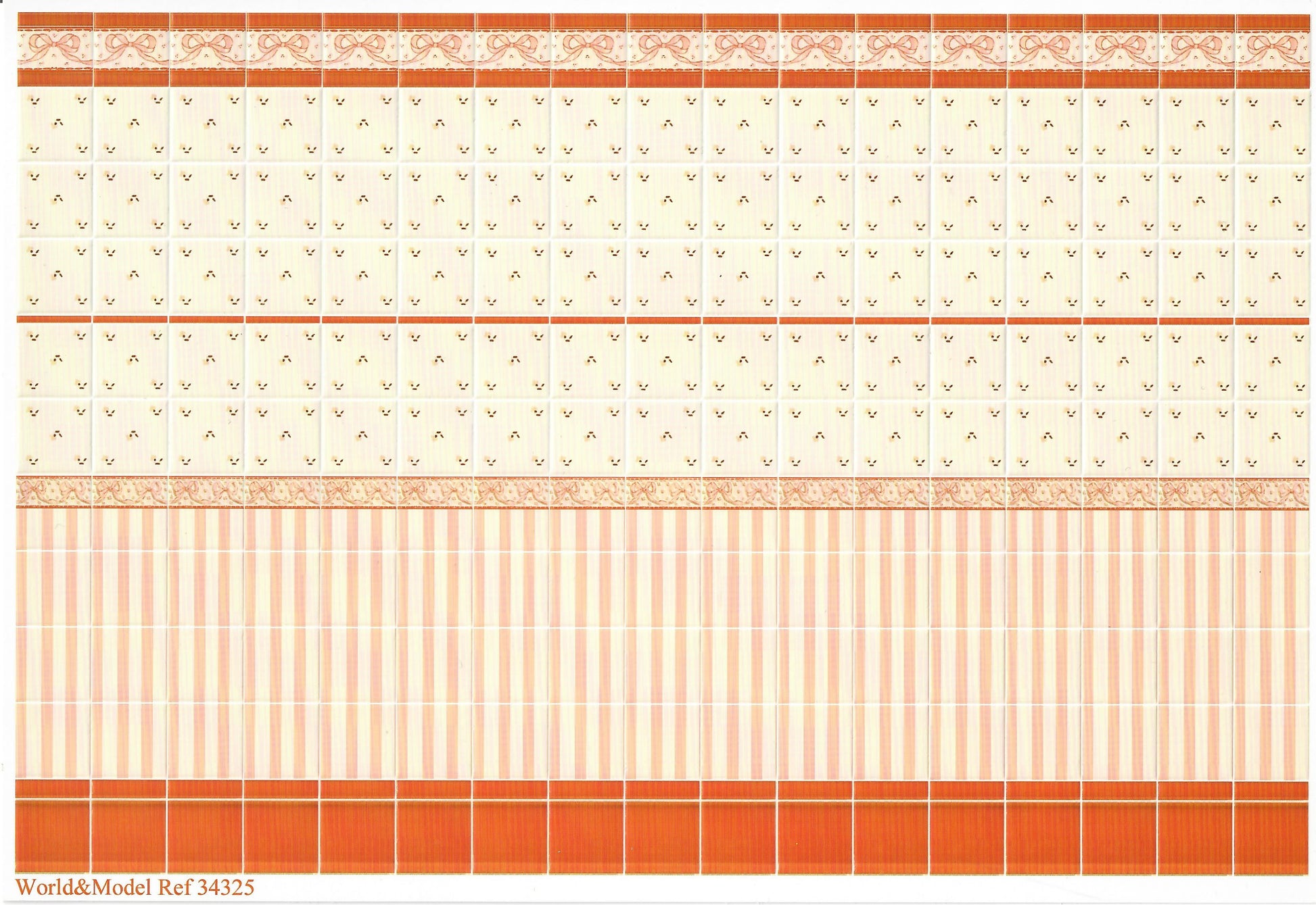 Dollhouse Wall Tiles Embossed Ruse Cream Peach 1:12 Scale Miniature World Model