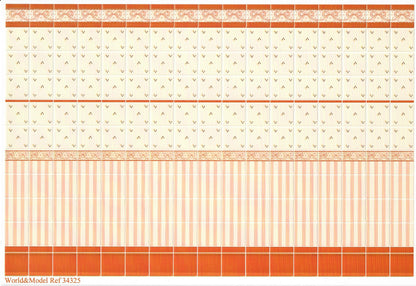 Dollhouse Wall Tiles Embossed Ruse Cream Peach 1:12 Scale Miniature World Model