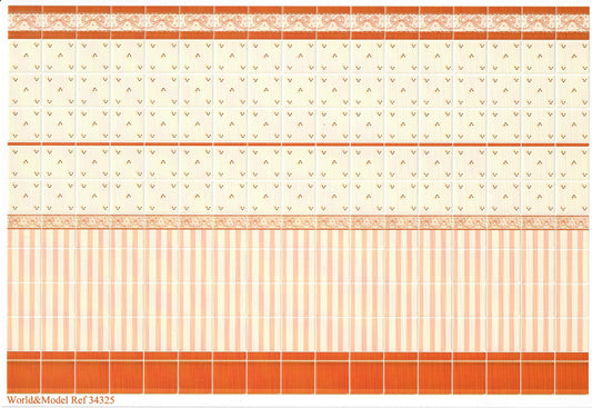 Dollhouse Wall Tiles Embossed Ruse Cream Peach 1:12 Scale Miniature World Model