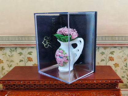 Dollhouse Pink Roses In Reutter Porcelain Pitcher Vase 1:12 Scale Miniature