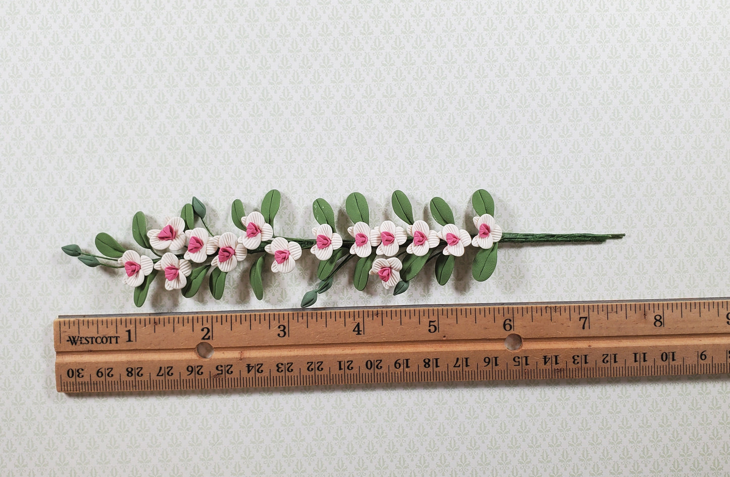 Dollhouse Pink and White Flower Vine 1:12 Scale Miniature Garden Plants Flowers