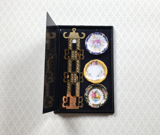 Dollhouse Decorative Porcelain Plate Set Assorted Colors 1:12 Scale by Ruetter