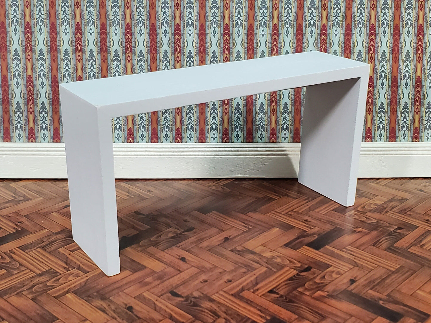Dollhouse Console or Tall Sofa Table Modern White 1:12 Scale Miniature Furniture