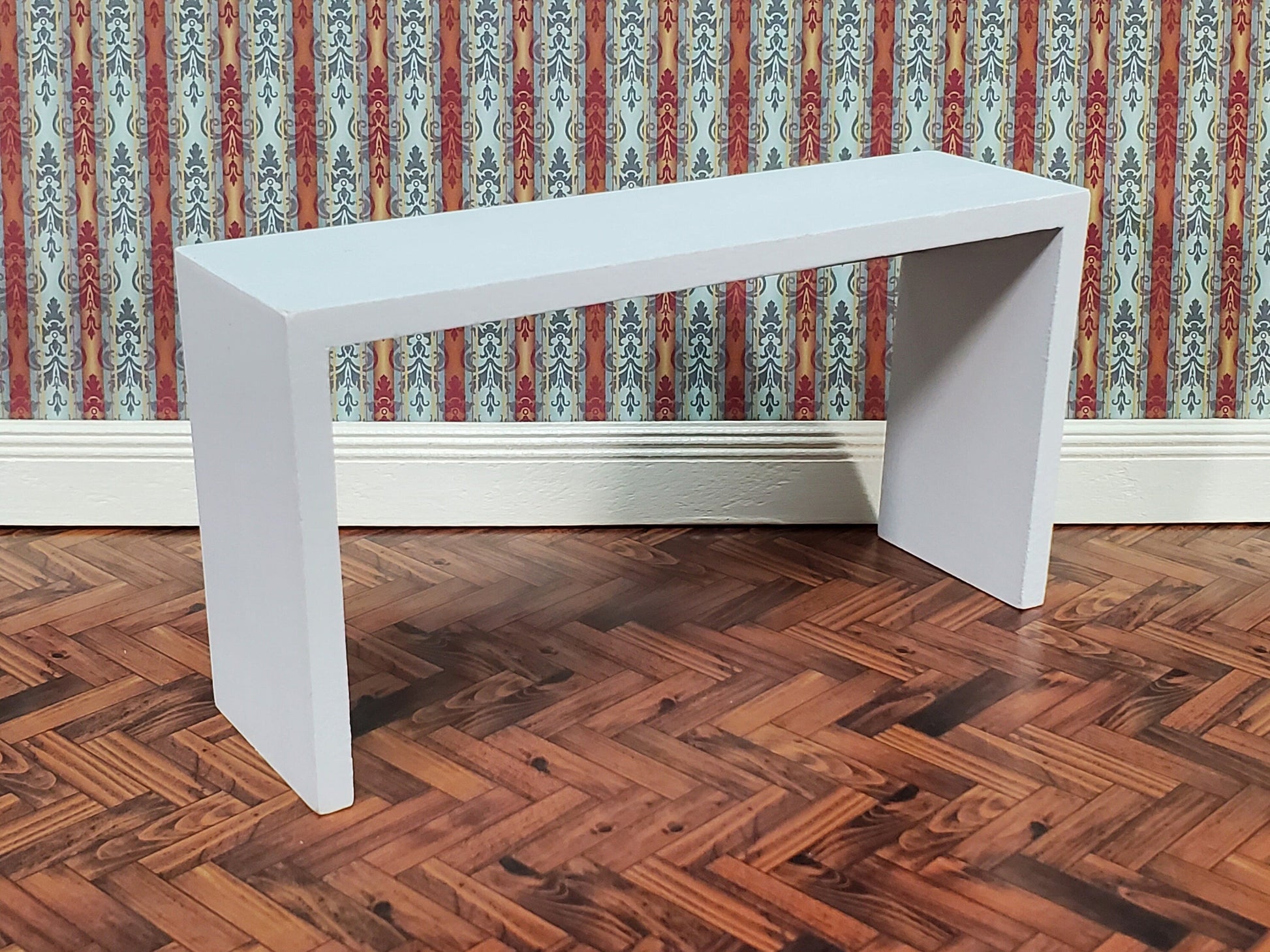 Dollhouse Console or Tall Sofa Table Modern White 1:12 Scale Miniature Furniture