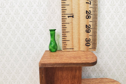 Dollhouse Ridged Green Glass Bud Vase 1:12 Scale Miniature Flowers Decoration