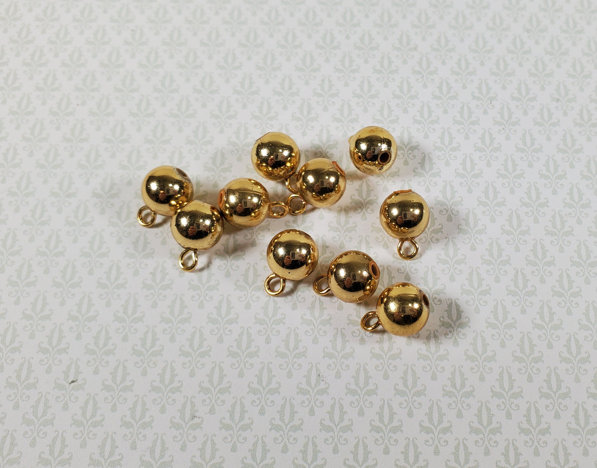 Dollhouse Christmas Ornaments Set of 12 Gold Colored Bulbs 1:12 Scale Miniatures