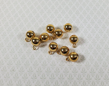 Dollhouse Christmas Ornaments Set of 12 Gold Colored Bulbs 1:12 Scale Miniatures
