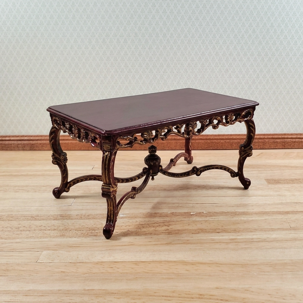 Dollhouse Grand Dining Table by Hansson 1:12 Scale Miniature Mahogany Finish