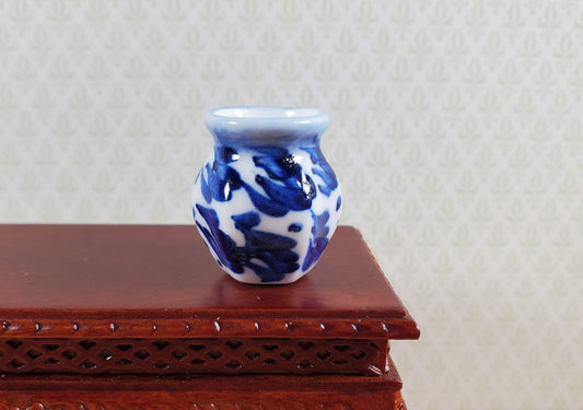 Dollhouse Vase Blue & White Decorative Planter Ceramic 1:12 Scale Miniature