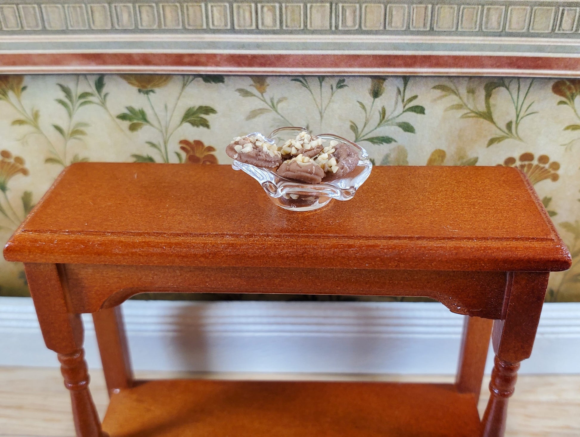 Dollhouse Clear Glass Candy Dish or Serving Bowl 1:12 Scale Miniature