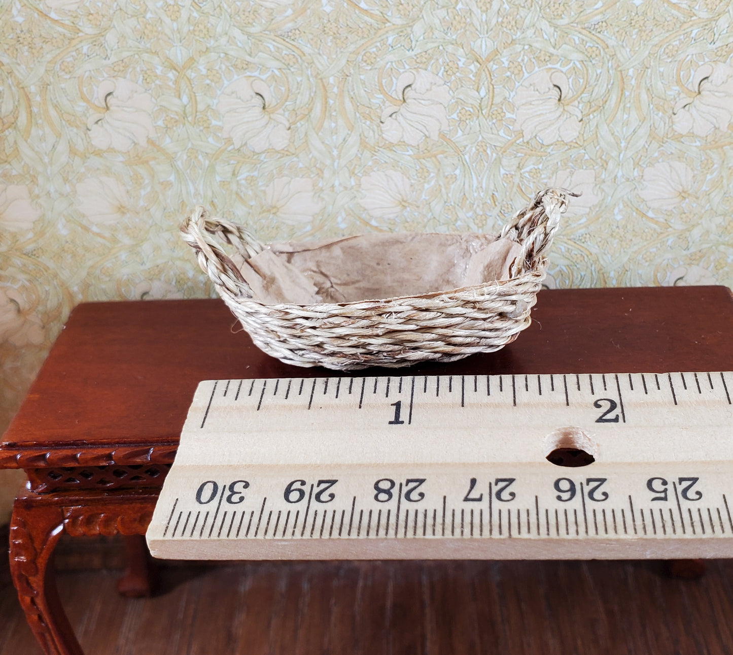 Dollhouse Large Two Handled Oval Basket 1:12 Scale Miniature