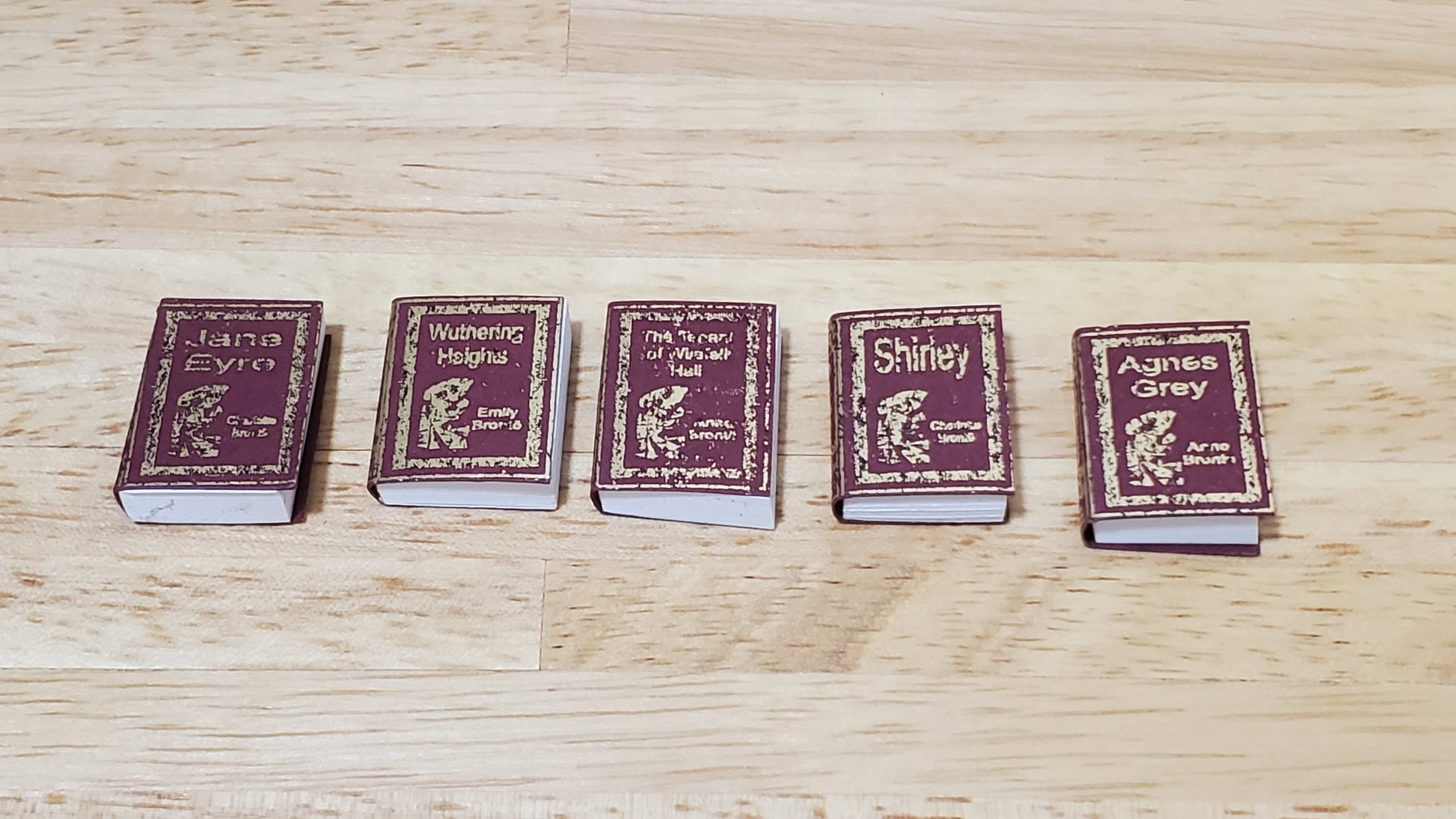 Dollhouse Books x5 Bronte Sisters 1:12 Scale Miniatures (blank inside) Handmade