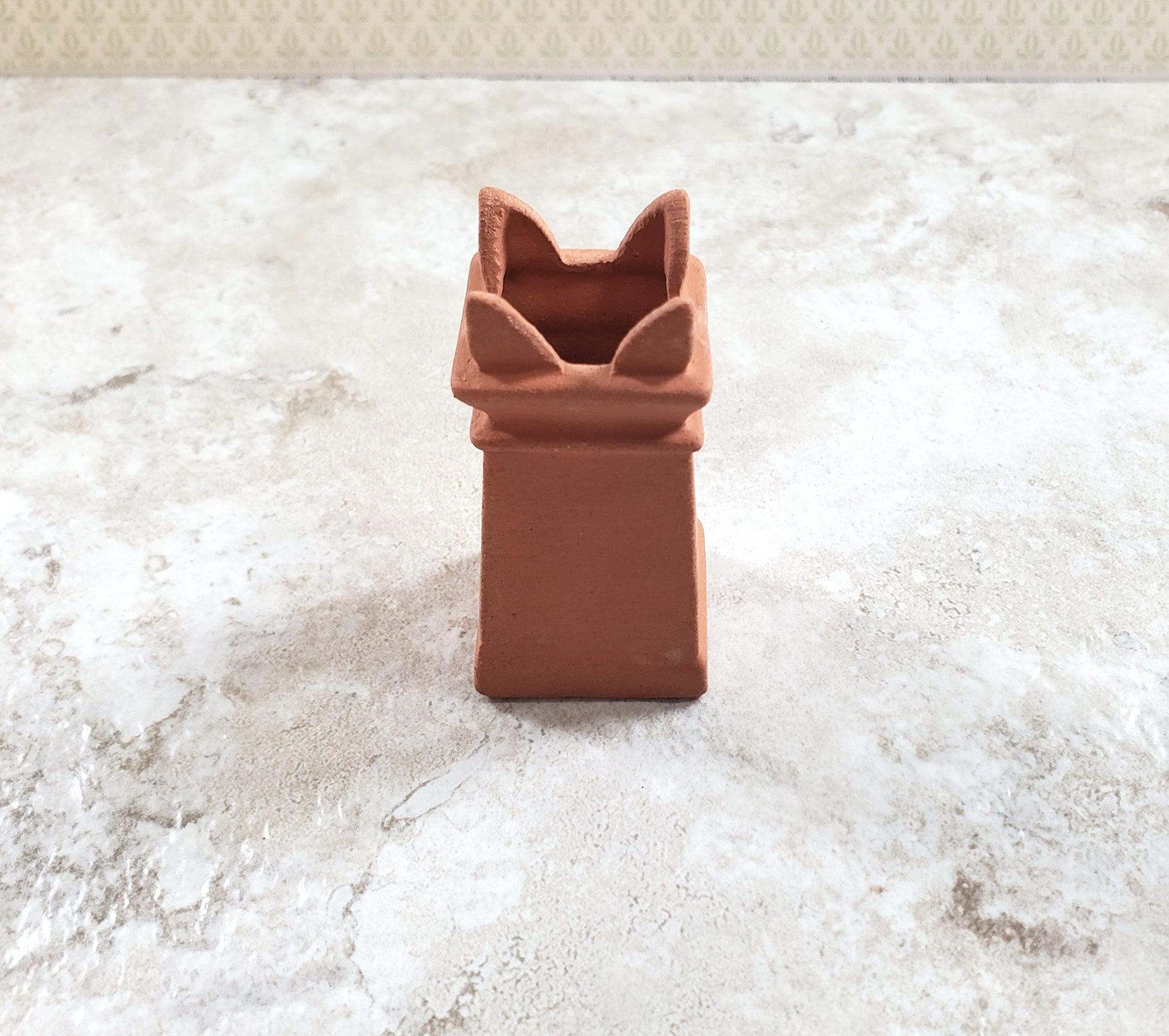 Dollhouse Square Flared Chimney Pot Smoke Stack Terra Cotta 1:12 Scale