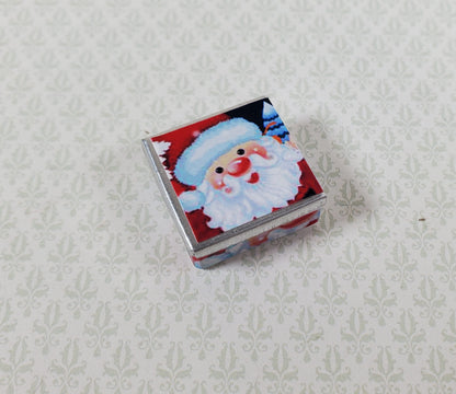 Dollhouse Christmas Santa Cookie Tin Square Empty 1:12 Scale Miniature