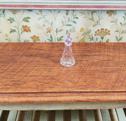 Miniature Glass Decanter Bottle with Lavender Twist Stopper 1:12 Scale Dollhouse