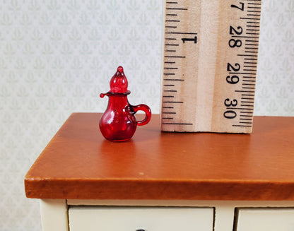 Dollhouse Cruet Cranberry Red Glass with Stopper 1:12 Scale Miniature