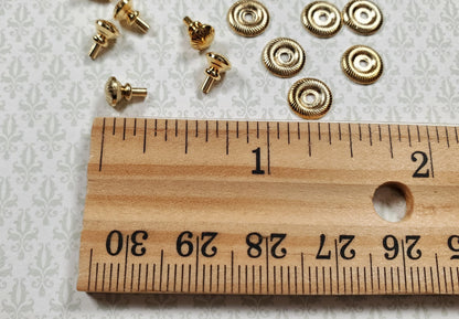 Dollhouse Victorian Door Knob or Drawer Pulls with Back Plate 8 pcs 1:12 Scale