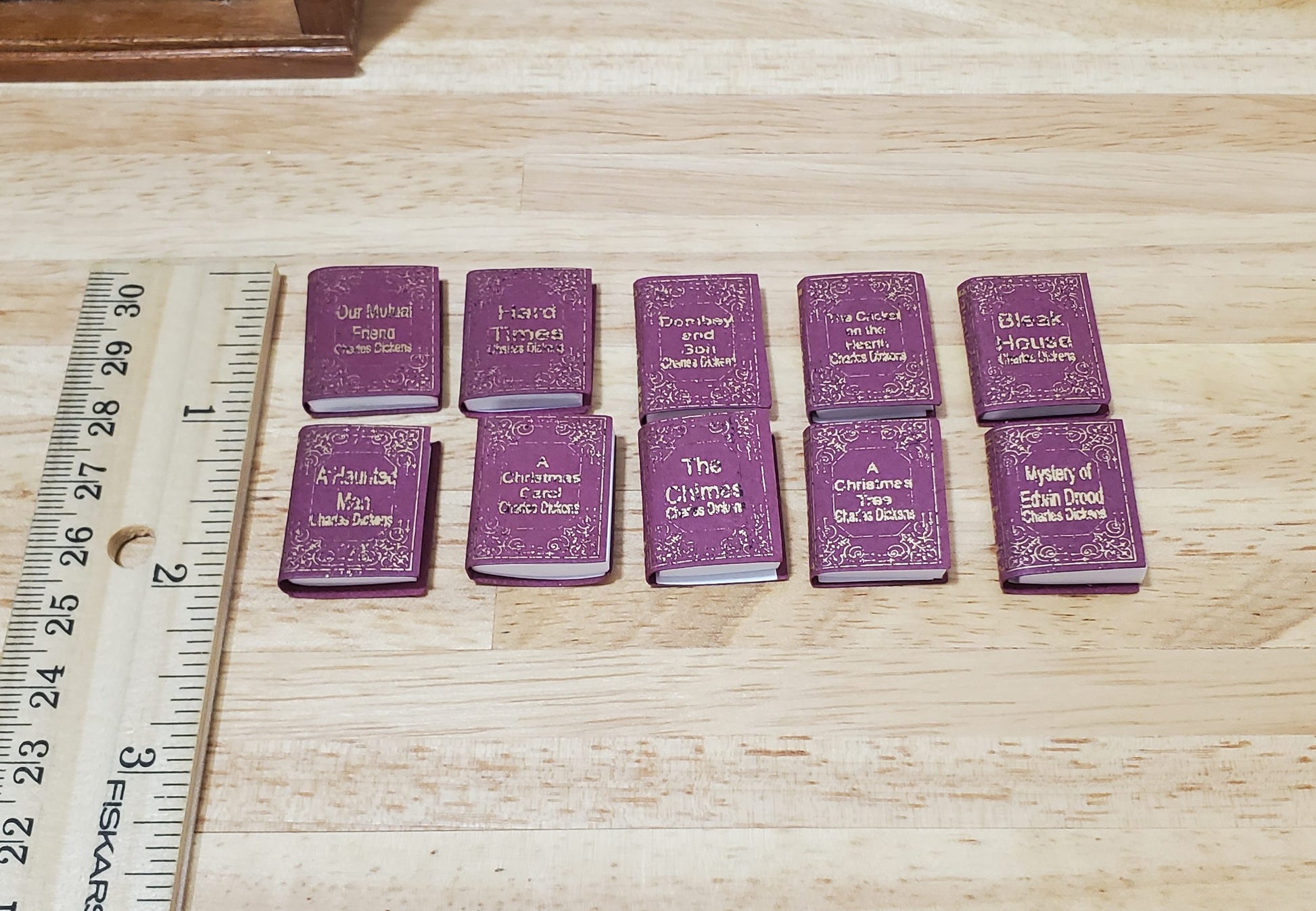 Dollhouse Book Set x10 Charles Dickens 1:12 Scale (blank inside) Handmade