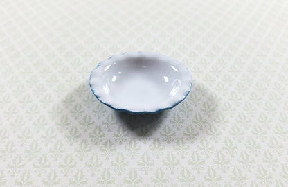 Dollhouse Pie Plate or Bowl Ceramic Blue 1:12 Scale Miniature Kitchen Accessory