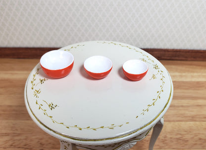 Dollhouse Nesting Mixing Bowls Orange White Set of 3 1:12 Scale Miniature Dishes