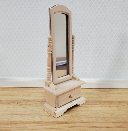 Dollhouse Mirror Full Length Dressing on Wood Tilting Frame 1:12 Scale Miniature