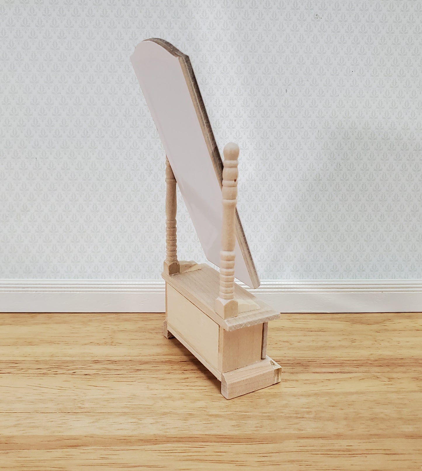 Dollhouse Mirror Full Length Dressing on Wood Tilting Frame 1:12 Scale Miniature