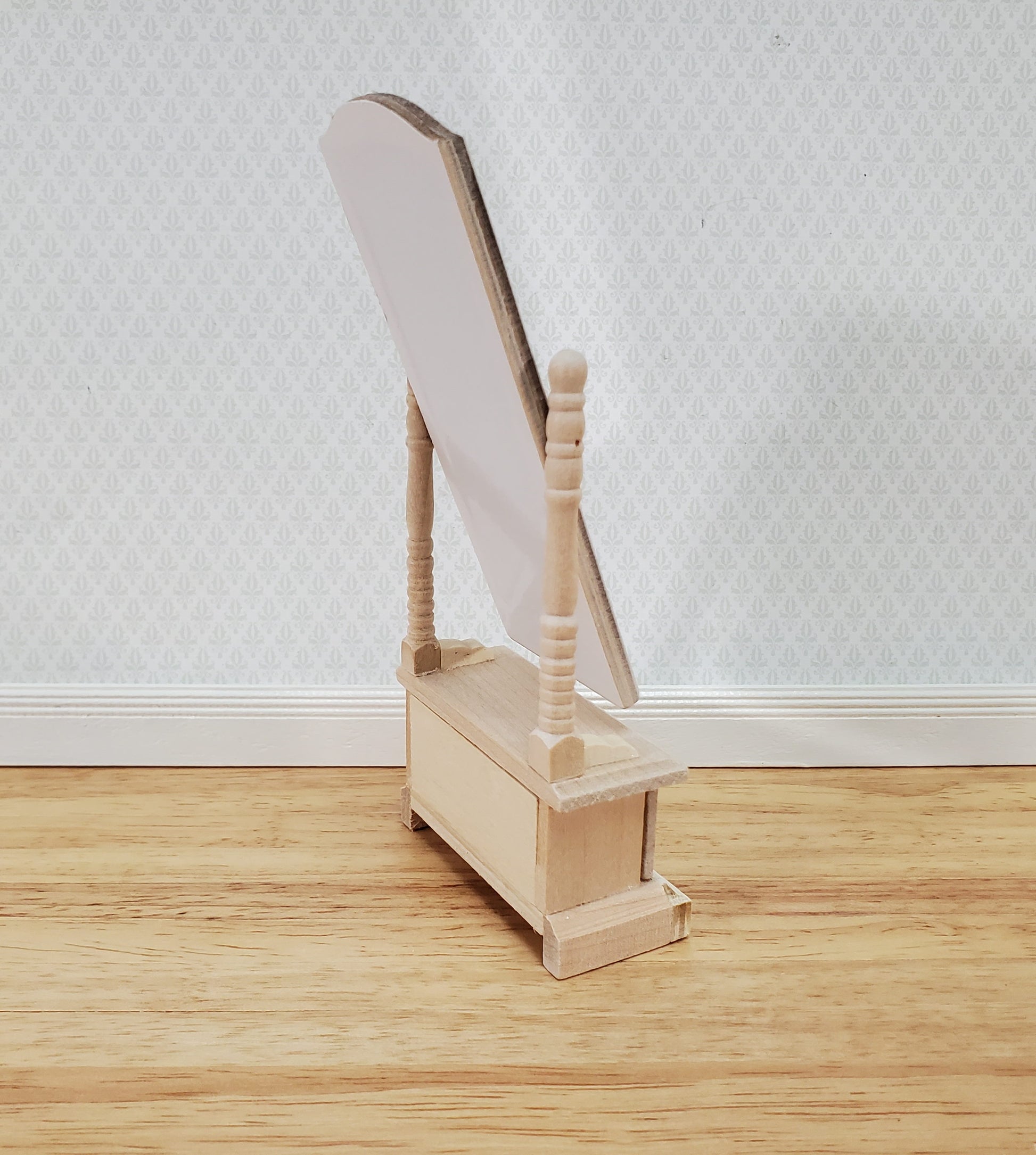 Dollhouse Mirror Full Length Dressing on Wood Tilting Frame 1:12 Scale Miniature