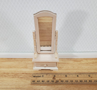 Dollhouse Mirror Full Length Dressing on Wood Tilting Frame 1:12 Scale Miniature