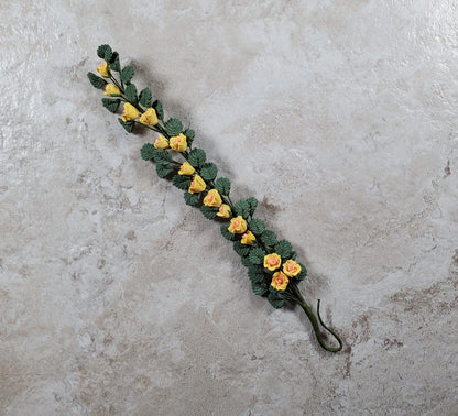 Dollhouse Climbing Yellow & Peach Roses Bendable 7" Clay Miniature Flowers
